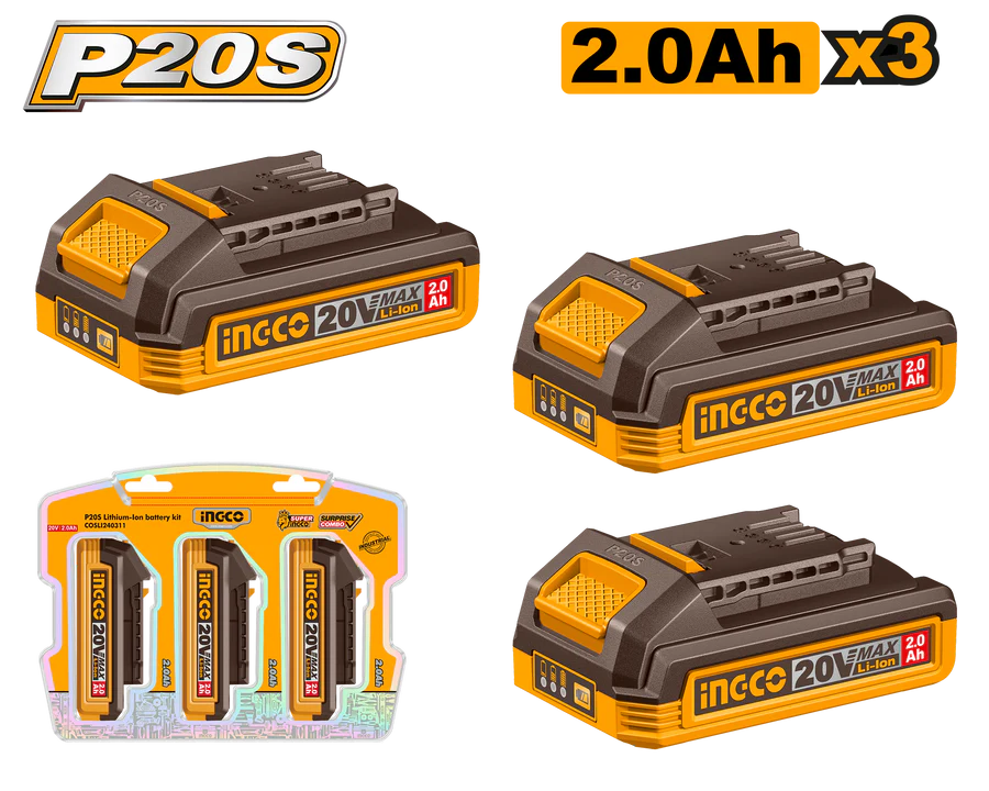 P20S 3 Pcs Set Lithium-Ion Battery Pack 2.0Ah